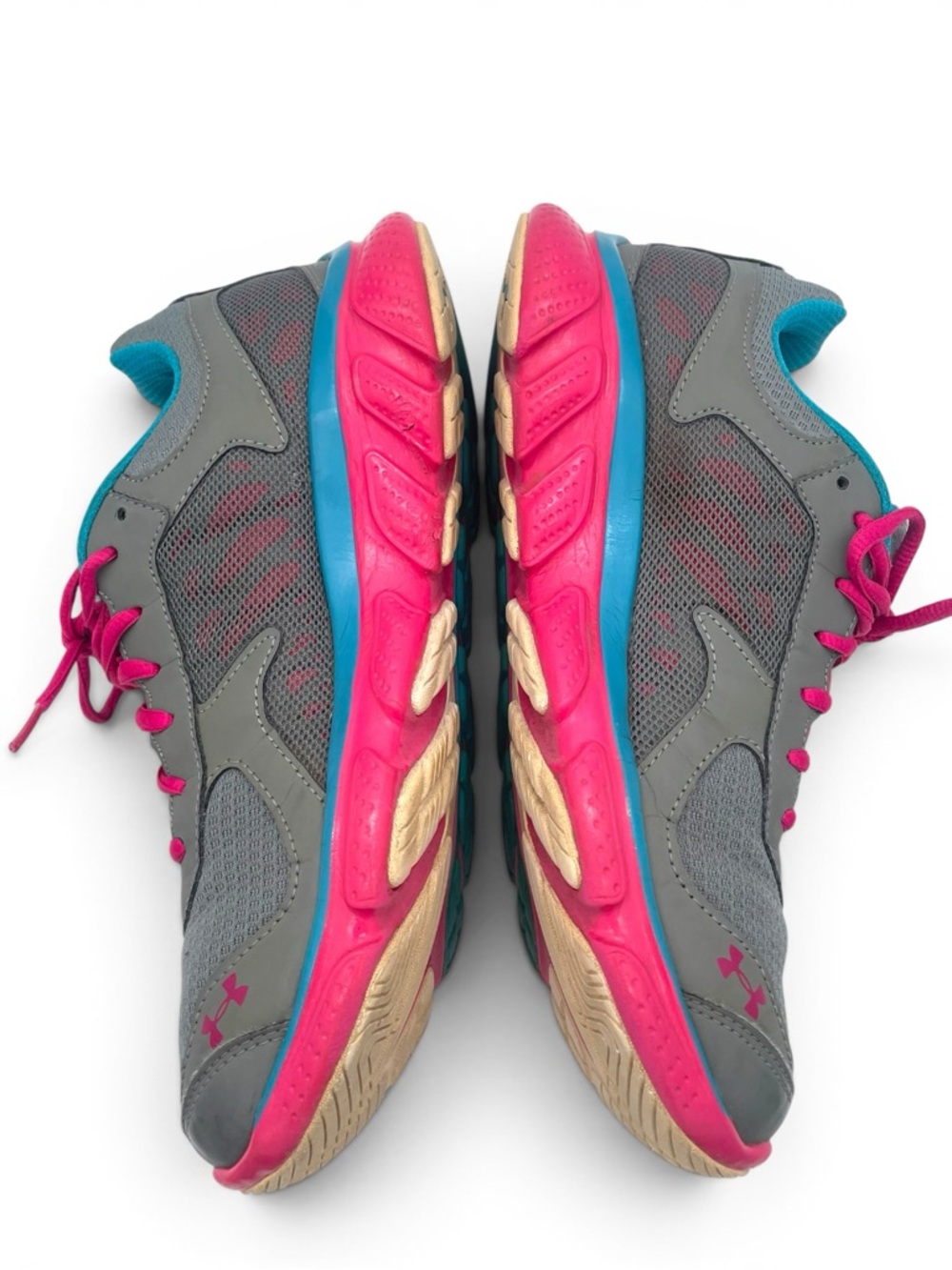 Under Armour Running Shoes Gray Pink Teal Women’s 7 Youth 6Y Athletic - Picture 6 of 10